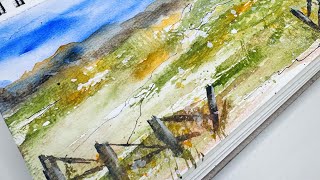 Watercolor landscape with a FAN brush 24 minutes my best tip ever enjoy I hope it helps [upl. by Dahaf751]