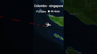 Colombo to Singapore flight route by singapore airlines flight shorts ytshorts aviation route [upl. by Aritak]