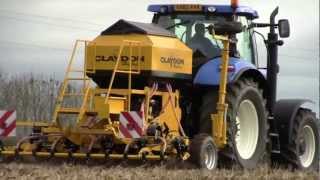 Claydon Direct Drilling Spring Barley with New Holland T6080 [upl. by Yreffej66]