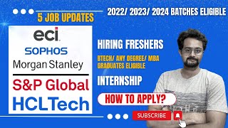 Latest 5 Job Notifications  HCL Tech Sophos Morgan Stanley SampP Global ECI Hiring  FLM [upl. by Eissehc]