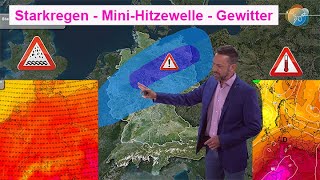 Starkregen  MiniHitzewelle  dann wieder schwül amp gewittrig Wettervorhersage 270704082024 [upl. by Lenee]