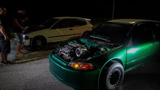 ALL MOTOR K24 EG HATCH VS ALL MOTOR J32 EG HATCH  FWD STREET RACING  4K [upl. by Linneman]