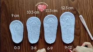 Suelas a Crochet para Zapatitos de bebé todas las tallas paso a paso [upl. by Ahsekar551]