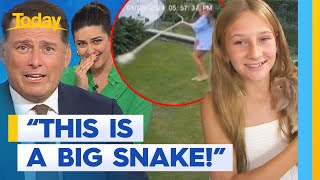 Aussie girl takes on python to save her guinea pig  Today Show Australia [upl. by Nehemiah366]