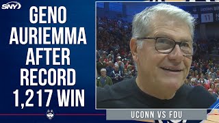 Geno Auriemma reacts to victory 1217 and breaking the NCAA alltime win record  SNY [upl. by Sorensen]