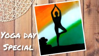 How to draw yoga day drawing  yoga day poster  easy  oil pastel  for beginners  step by step [upl. by Luebke]