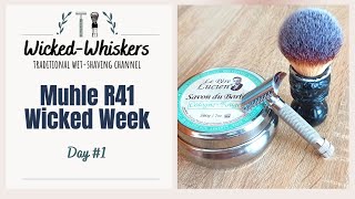 Muhle R41  Le Pere Lucien Yaqi 24mm Synthetics Razorock HD handle [upl. by Sugar]