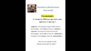 Cest quoi la difference entre Aphérèse et Apocope GrammaireFrançaise [upl. by Nosduj]