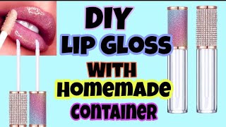 How to make Lip gloss with brush n container at home  Homemade shiny lip gloss lip glossContainer [upl. by Laumas]