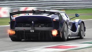 8 x Ferrari FXX K EVO Pure Sound at Monza Circuit Accelerations Flames amp Hot Glowing Brakes [upl. by Ahtanamas]