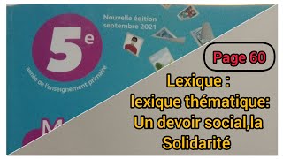 Lexique  lexique thématique  un devoir social  la solidarité page 60  1 الحصة [upl. by Ettenom5]