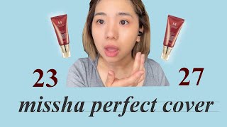 comparing missha perfect cover bb cream 23 and 27 which shade is my match [upl. by Aztirak]