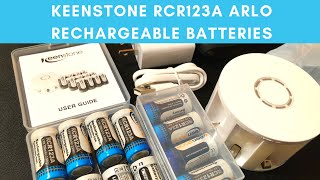 50 Keenstone Arlo camera rechargeable RCR123A Liion batteries 12 pack and charger w bonus sleeves [upl. by Maxim663]