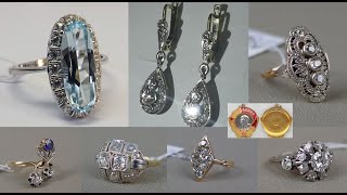 Украшения СССР Редкое БЕЛОЕ золото ПЛАТИНАUSSR Jewelry Rare WHITE GOLD PLATINUM [upl. by Einiffit]