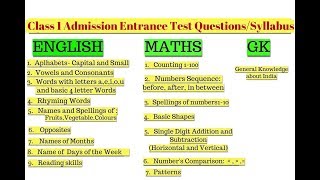 Class 1amp 2 Entrance Exam QuestionsTopics and how to Prepare your child  Admission Test questions [upl. by Mclaughlin321]