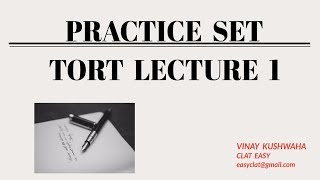 【CLAT】PRACTICE SET TORT LECTURE 1 [upl. by Yenettirb543]