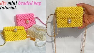 SIMPLE AND EASY WAY TO MAKE A DIY MINI BEADED BAG EASY TUTORIAL HOW TO MAKE MINI BEAD BAG PURSE [upl. by Tsepmet]