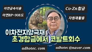 대박신규사업초경합금재생자원재활용 WCCobalt회수이차전지 양극재활용사업초경합금제조용융아연공정증류K배터리전략고순도CoSO4제조용소재Zn금속낮은BP이용 [upl. by Nyladnek]