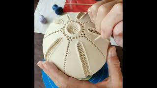 Making a sea urchin inspired bowl with porcelain paperclay [upl. by Christie]