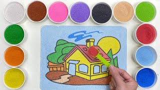 Sand painting house for toddlers and children  Draw for kid [upl. by Salem926]