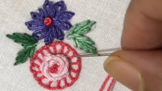 hand embroidery simple flower design embroidery flower tutorial [upl. by Nash477]