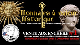 N°1 VENTE AUX ENCHÈRES NUMISMATIQUE PROFESSIONNELLE Live commissaire priseur bon plan achat [upl. by Adnomal59]