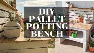 DIY PALLET FURNITURE  POTTING BENCH [upl. by Subak]