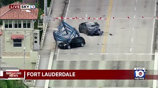 1 killed when piece of crane falls onto bridge in Fort Lauderdale [upl. by Hanala]