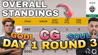 BMPS POINTS TABLE  DAY 1 ROUND 3  OVERALL STANDINGS  BMPS LIVE TOURNAMENT  GODLIKE SOUL CG TX GE [upl. by Suicul]