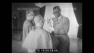 President Joseph Mobutu Receives Credentials From Papal Nuncio amp Ambassador Of CAR  1968 [upl. by Nord]