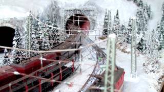 Winter Aufnahmen SBB BLS SNCF locos with ESU Sound Märklin Modelleisenbahn Anlage [upl. by Grunenwald]