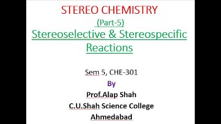 Stereoselective amp Stereospecific Reactions [upl. by Erlina]