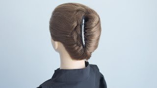 100均ヘアアレンジ長い髪もダイソーの夜会巻コームで簡単まとめ髪にEasy French Twist Updo [upl. by Yraek]