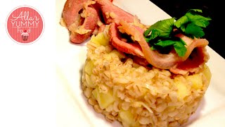 Pearl Barley amp Bacon Recipe  Latvian Recipe  Каша перловая с беконом [upl. by Lomaj]