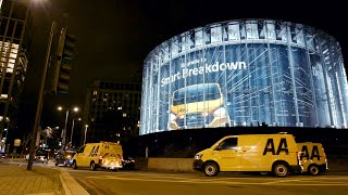 AA London IMAX Patrol flash mob stunt 20 seconds  The future of breakdown  Drive smart [upl. by Anaitit]