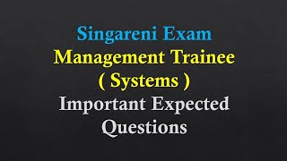 SCCL MT SYSTEMS expected questions [upl. by Kowatch599]