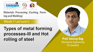 Lec 38 Types of metal forming processesIII and Hot rolling of steel [upl. by Owain]