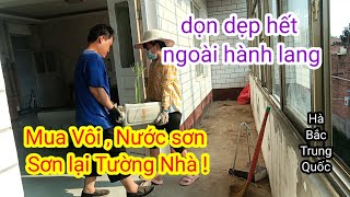 351Dời Sạch sẽ mấy chậu đấtgạchquét dọn hành lang để quét Vôi sơn lại tường nhà [upl. by Laehcar]