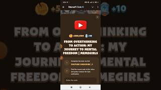 FROM OVERTHINKING TO ACTION MY JOURNEY TO MENTAL FREEDOM  MEMEFI  MEMEFI VIDEO TASK CODE [upl. by Ennayhc]