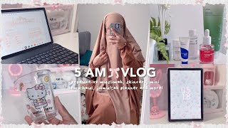 ⋆౨ৎ 5am muslimah vlog ⊹ ࣪ ˖  productive morning planner skincare mini temu haul amp more [upl. by Lamb506]