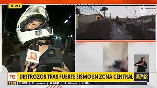 Reportan caída de revestimiento en edificio Dos Providencias tras fuerte temblor en la zona central [upl. by Eciralc]