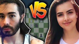 Alexandra takes on penguinz0 aka moistcr1tikal in the odds chess match [upl. by Buller]