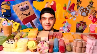 ASMR ice cream eating Sandwich SpongeBob Peppa Pig Minions Unicorn Twister Monster  Mukbang [upl. by Pretrice818]