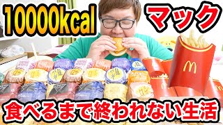 【大食い】朝からマックで10000kcal食べるまで終われない24時間生活したら流石に過酷すぎたwww [upl. by Aretak]