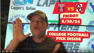 FREE College Football Picks 83024 Temple vs Oklahoma [upl. by Addie]