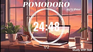 Pomodoro Timer🧁 255 Chill Study Music  Calm Piano musics☘️for Study🎹amp Work🎧 1 hour [upl. by Gauldin217]