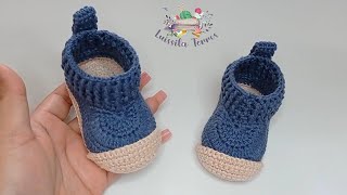 patrón de ganchillo fácil y rapido de hacer  paso a paso  zapatitos tejidos a crochet tejido fácil [upl. by Dixon]