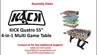 KICK Quatro 55quot 4in1 Multi Game Table Assembly Video [upl. by Enayr]