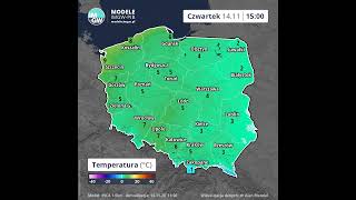 Czwartek prognoza temperatury powietrza na 8 godzin Model INCA 14XI2024 shortvideo imgw [upl. by Tearle808]