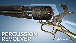 3D Animation How a Percussion Revolver works Remington 1858 Carbine [upl. by Eytteb]